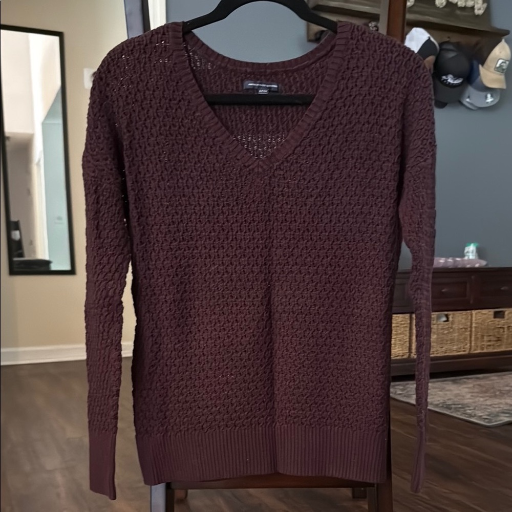 American Eagle Outfitters V-Neck Sweater - Deep Burgundy